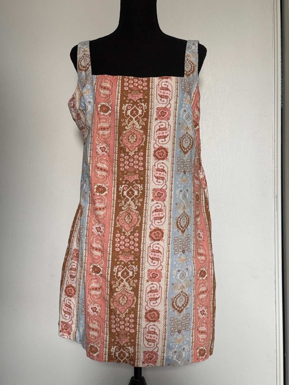 Abercrombie & Fitch Linen/Cotton Striped Paisley Strap Dress | Sz XL